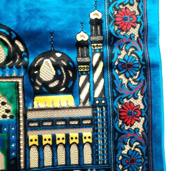 Vintage Turkish velvet Islamic Prayer Rug Mecca Mosque Tapestry Wall Hanging - Picture 3 of 16